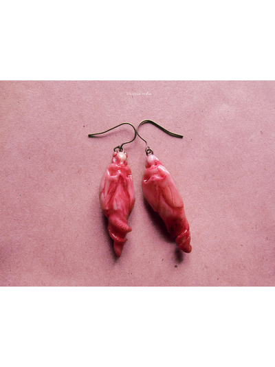 Нежность Востока, Дух Сакуры. Авторские серьги-капли из холодного фарфора