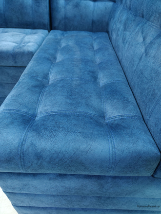 Кухонный Угловой диван "ФОРУМ-5МН" Стандартный велюр Синий, правый