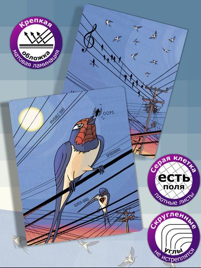 Тетради  Птицы Bird 4 дизайна - 48 листов