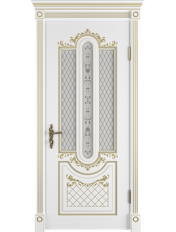 VFD. ALEXANDRIA/ POLAR PG 3D. АЛЕКСАНДРИЯ 3D/ БЕЛАЯ ЭМАЛЬ-ПАТИНА ЗОЛОТО. ПОЛОТНО ОСТЕКЛЕННОЕ