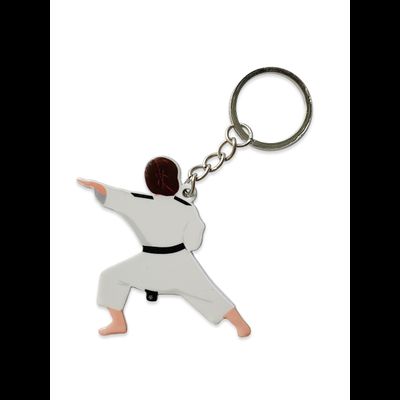 Брелок карате девушка (металлический плоский двусторонний)