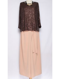 Юбка-брюки "Шёлк с бантом"бежевые до р.52