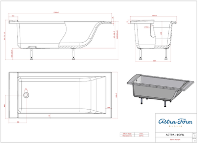 Astra-Form ванна Магнум 180/80 см белая