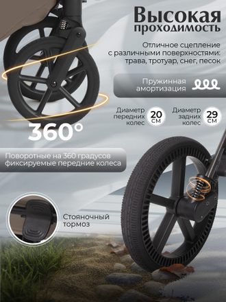 Коляска 2в1 Sweet Baby Orso, Dark Beige (Темный Беж)