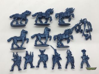 Рыцари всадники 45 мм - 6 фигур. Синий полиэтилен.