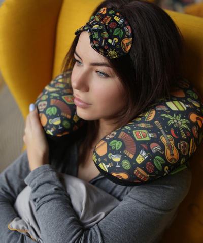 Дорожная подушка-подголовник антистресс "Мексика + маска для глаз"