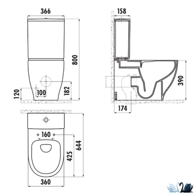 Унитаз Creavit Mare MA361-11CB00E-0000, в комплекте с бачком MA410.000, напольный приставной