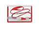 Бейдж школьника BRAUBERG, 55х90 мм, горизонтальный, на ленте со съемным клипом, красный, 235762