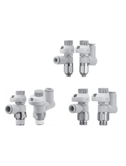 Пневмодроссель с обратным клапаном и шкалой AS-FS, угловой и прямой типы