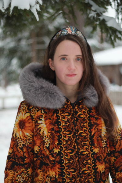 Куртка из павлопосадского платка Солнце