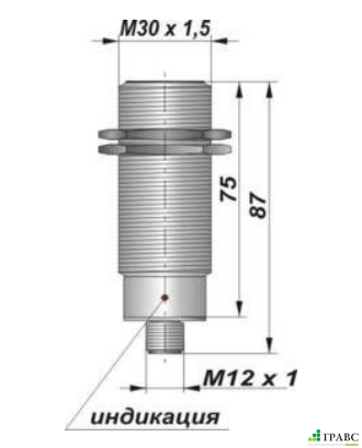 Индуктивный датчик с аналоговым выходом ИДА25-I/U-PNP-Р резьба M30х1,5