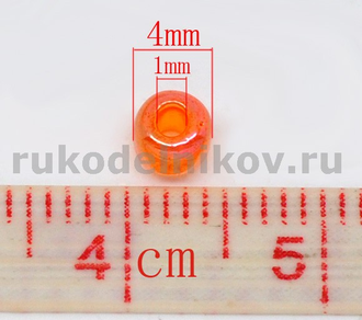 бисер 4 мм, цвет-оранжевый AB, 10 гр/уп