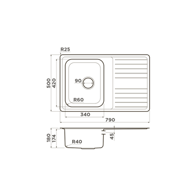 МОЙКА OMOIKIRI SAGAMI 79 IN