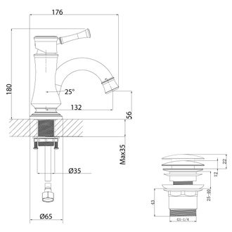 Смеситель для раковины Peretto LM6306RB