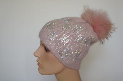 Шапка Vizio 1005 CP с помпоном розовая