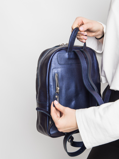 Женский кожаный рюкзак Anzolla Premium blue chameleon 
(арт. 3040-58)