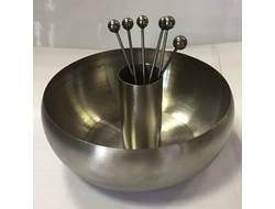Чаша металлическая для оливок со шпажками