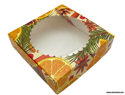 Коробка c окном 11,5 x 11,5 x 3 см Апельсиновая вечеринка