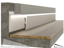 Анодированный черный плинтус скрытого монтажа PRO DESIGN купить на secret-design.ru