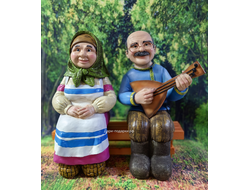 Шерочка с Машерочкой на скамейке 51*45*25см  4,7 кг  полистоун Россия 5979/012977 Подарок на Юбилей, Годовщину свадьбы / Фигуры можно снимать со скамейки