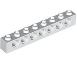 Technic, Brick 1 x 8 with Holes, White (3702 / 370201 / 4582543)