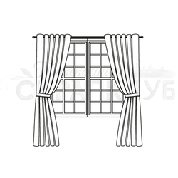 Штамп Окно со шторами в голландском стиле