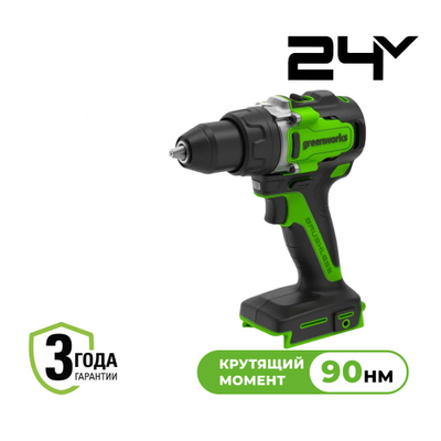 Дрель-шуруповерт аккумуляторная Greenworks GD24DD90 24V, АКБ 5 Ач и ЗУ