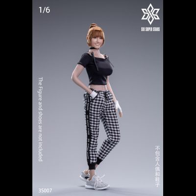 Женский свободный костюм - 1/6 Female T-shirt Plaid Casual Pants (3S007) - 3STOYS