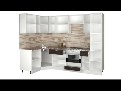 Кухня "Агава" 1,45мх2,75м угловая МДФ (Эра) тёмная/светлая