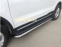 Пороги с накладным листом d53 для Geely Atlas 2018-