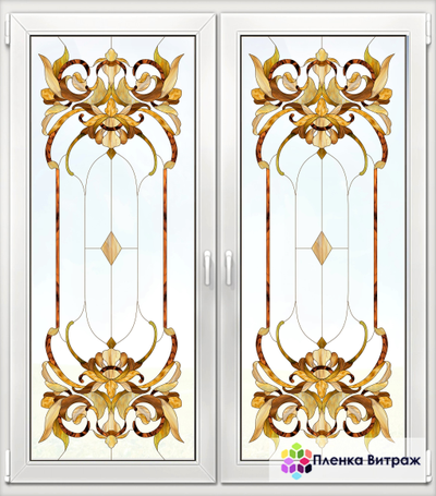 Витражная пленка, витражная пленка самоклеющаяся, пленочный витраж с классическим рисунком матовая