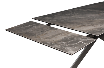 Стол AMADEY антрацит/керамика мрамор Arabescato 180(260)х98