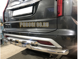 Защита заднего бампера двойная с перемычками d60/42 для Mitsubishi Pajero Sport (2021-...)