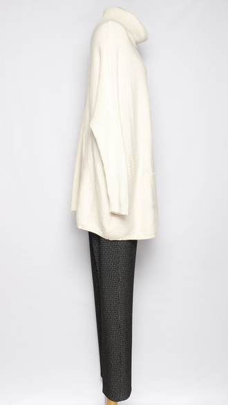 Свитер кимоно "КАРМАНЫ" серый, молочный, морская волна р.46-56