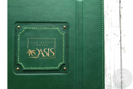 гостевая книга для отеля формата А4 выполнена из натуральной кожи с тиснением логотипа