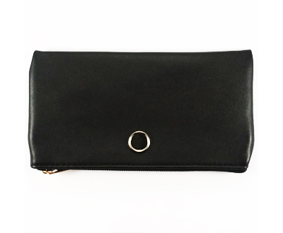 Кошелёк на молнии три кармана. С металлической вставкой под логотип авто. Цвет: ЧЁРНЫЙ. С ЛИНЗОЙ