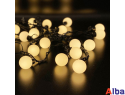 Гирлянда большие шарики, 5м ТЕПЛЫЙ БЕЛЫЙ 220В, СТАТИКА