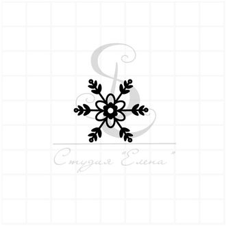Снежинка округлая с цветком, штамп