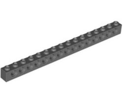Technic, Brick 1 x 16 with Holes, Dark Bluish Gray (3703 / 4256828)