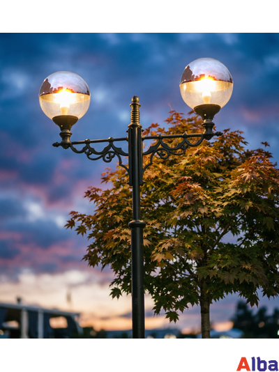 Шар 400мм с серебристым напылением Светильник уличный 40см