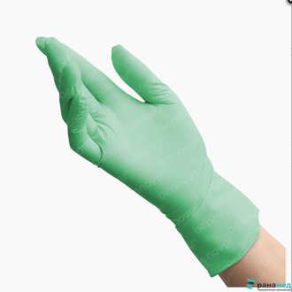 BENOVY Nitrile MultiColor, перчатки нитриловые, зеленые, S, 50 пар в упаковке