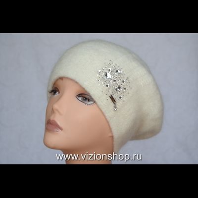 Женский белый берет Vizio Италия 6485 зима 2020