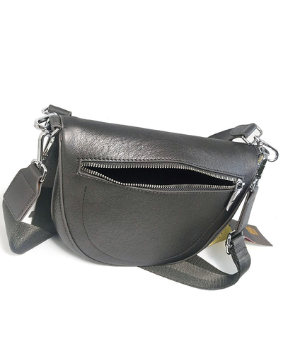 (АРТИКУЛ: 9555/1-01) СУМКА ЖЕНСКАЯ МАЛЕНЬКАЯ, НАТУРАЛЬНАЯ КОЖА, СЕРАЯ С НЕБОЛЬШИМ МАТОВЫМ БЛЕСКОМ, С ДВУМЯ РЕМНЯМИ ЧЕРЕЗ ПЛЕЧО