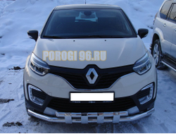 Защита переднего бампера с декором d60/60 для Renault Kaptur (2017-...)