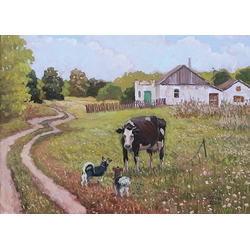 D0592 Корова на лугу