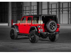 Бампер силовой задний короткий AL (черный)  (без номерной рамки) для Jeep Wrangler JL, все комплектации (2017-...)