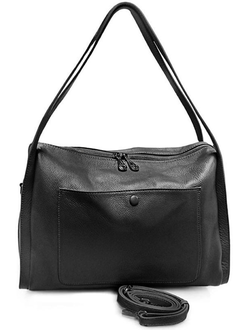 (АРТИКУЛ: 10035) СУМКА ЖЕНСКАЯ СРЕДНЕГО РАЗМЕРА, НАТУРАЛЬНАЯ КОЖА, ЧЕРНАЯ, РУЧКИ И РЕМЕНЬ ЧЕРЕЗ ПЛЕЧО