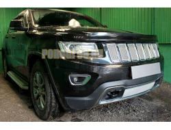 Защита радиатора Jeep Grand Cherokee (WK2) IV 2013- рестайлинг (Laredo, Limited) chrome верх PREMIUM (7 частей)