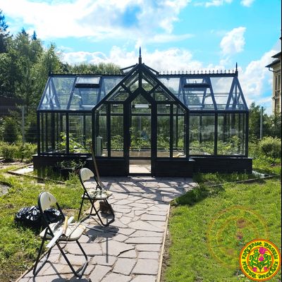 Базовая комплектация теплицы в английском стиле с холлом из стекала и алюминия ГОТИКА АРТ 6000 х 2500 мм