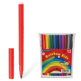 Фломастеры 12 ЦВЕТОВ CENTROPEN "Rainbow Kids", трехгранные, смываемые, вентилируемый колпачок, 7550/12ET, 7 7550 1202, 10 наборов